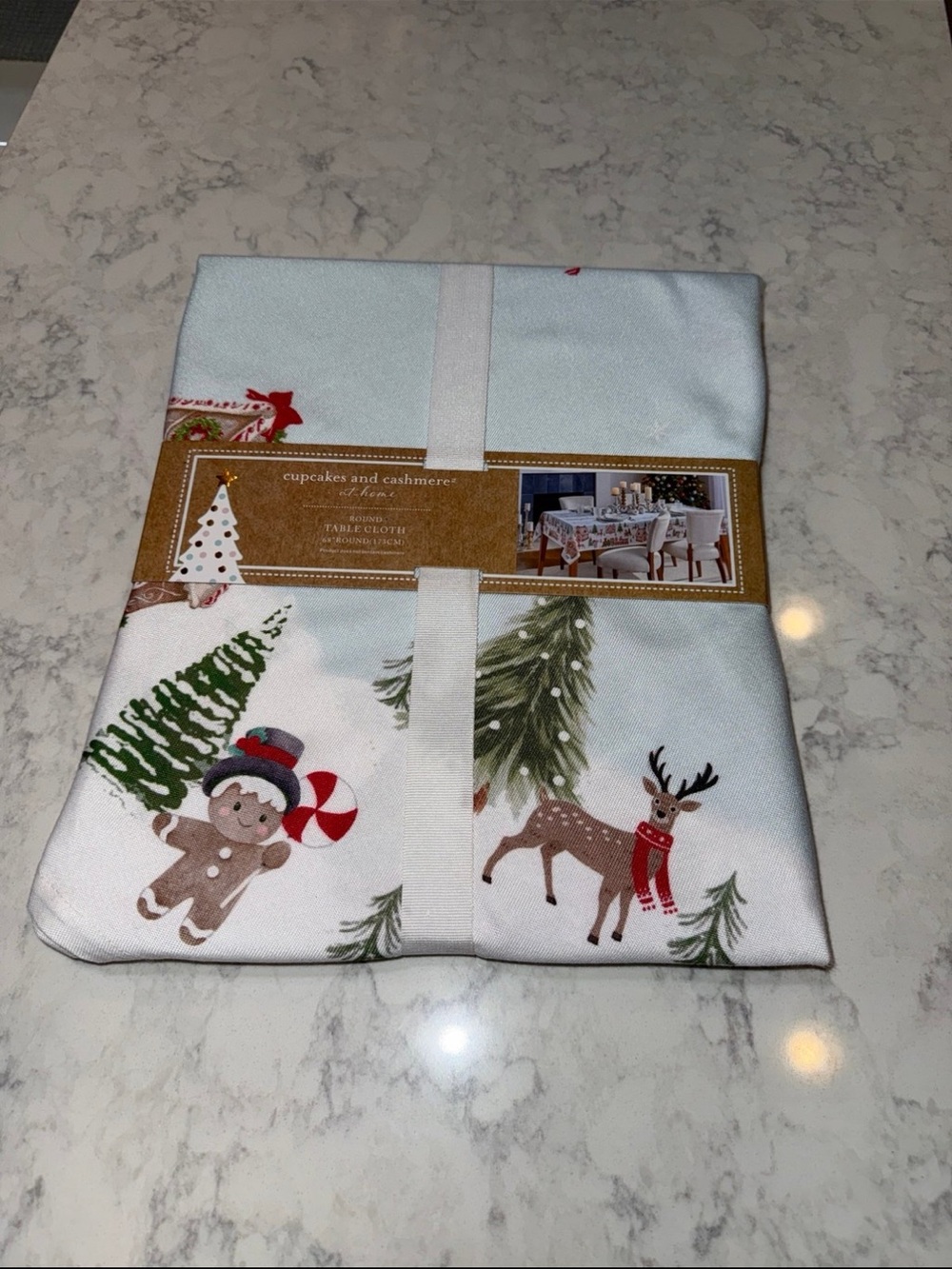 New Cupcakes and Cashmere Gingerbread Man Reindeer Christmas Tablecloth